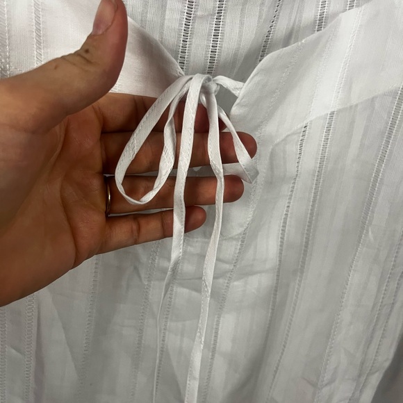 Nation LTD Women's NEW Vanity Ladder Stitch Inset Cotton Top White- Size Large - Picture 8 of 10